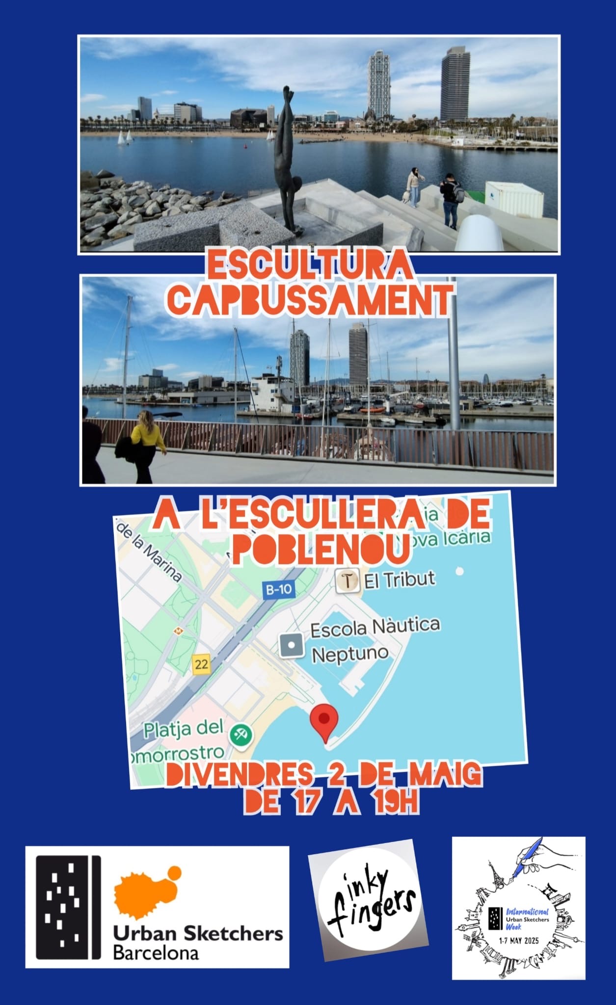 Dibuixem l'escultura "Capbussamen" amb Inky Fingers Barcelona
