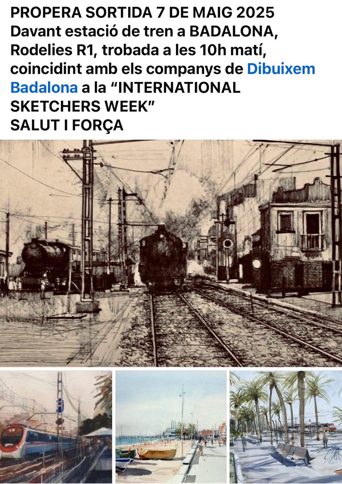 Dibuixem l'Estació de tren de Badalona amb @colladimecres i @dibuixembadalona